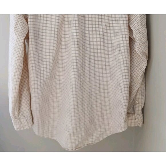 Ralph Lauren Classic Fit Button Down Shirt Size XL Tan Plaid Work Cotton - Picture 8 of 9